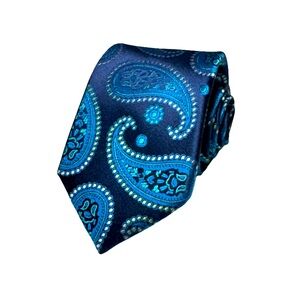 Ted Baker mens blue paisley 100% silk modern neck tie EUC